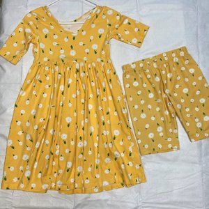 Hanna Andersson Dress with Matching Shorts, Yellow, Girl's Size (10)